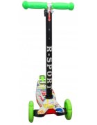 R-Sport Trotineta H2 Verde cu ghidon reglabil 3 roti din cauciuc cu led greutate admisa 50 kg varsta 2-7 ani