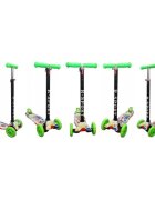 R-Sport Trotineta H2 Verde cu ghidon reglabil 3 roti din cauciuc cu led greutate admisa 50 kg varsta 2-7 ani