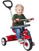 RADIO FLYER Tricicleta pentru copii 3 in 1 Stroll N Trike rosu cu scaun cu pozitie ajustabila roti silentioase maner reglabil pe inaltime si detasabil sistem roata libera pana la 25 kg