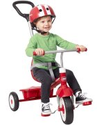 RADIO FLYER Tricicleta pentru copii 3 in 1 Stroll N Trike rosu cu scaun cu pozitie ajustabila roti silentioase maner reglabil pe inaltime si detasabil sistem roata libera pana la 25 kg
