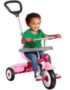 RADIO FLYER Tricicleta pentru copii 3 in 1 Stroll N Trike roz cu scaun cu pozitie ajustabila roti silentioase maner reglabil pe inaltime si detasabil sistem roata libera pana la 25 kg