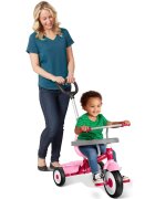 RADIO FLYER Tricicleta pentru copii 3 in 1 Stroll N Trike roz cu scaun cu pozitie ajustabila roti silentioase maner reglabil pe inaltime si detasabil sistem roata libera pana la 25 kg