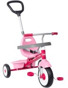 RADIO FLYER Tricicleta pentru copii 3 in 1 Stroll N Trike roz cu scaun cu pozitie ajustabila roti silentioase maner reglabil pe inaltime si detasabil sistem roata libera pana la 25 kg