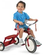 RADIO FLYER Tricicleta pentru copii Classic Red Dual Deck cu scaun ajustabil in inaltime constructie din otel roti imbracate in cauciuc si sonerie
