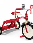RADIO FLYER Tricicleta pentru copii Classic Red Dual Deck cu scaun ajustabil in inaltime constructie din otel roti imbracate in cauciuc si sonerie