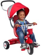 RADIO FLYER Tricicleta pentru copii rosu multifunctionala 4 in 1 cu scaun cu pozitie ajustabila suport pentru picioare roti silentioase maner reglabil pe inaltime si detasabil sistem roata libera pana la 25 kg