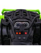 Ramiz Atv electric pentru copii Air BDM0906 102x65x73 cm negruverde 90W cu suspensii lumini sunete panou audio si scaun piele