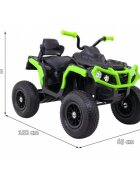 Ramiz Atv electric pentru copii Air BDM0906 102x65x73 cm negruverde 90W cu suspensii lumini sunete panou audio si scaun piele