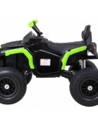 Ramiz Atv electric pentru copii Air BDM0906 102x65x73 cm negruverde 90W cu suspensii lumini sunete panou audio si scaun piele