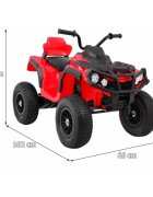 Ramiz Atv electric pentru copii Air BDM0906 102x65x73 cm rosu 90W cu suspensii lumini sunete panou audio si scaun piele