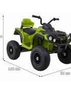 Ramiz Atv electric pentru copii Air BDM0906 102x65x73 cm verde 90W cu suspensii lumini sunete panou audio si scaun piele