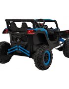 Ramiz Atv electric pentru copii Buggy Defend 106x75x59 cm albastru 140W cu telecomanda 4 x 4 suspensii sunete lumini scaun piele roti din spuma Eva si panou audio