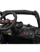 Ramiz Atv electric pentru copii Buggy Defend 106x75x59 cm negru 140W cu telecomanda 4 x 4 suspensii sunete lumini scaun piele roti din spuma Eva si panou audio