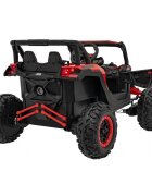 Ramiz Atv electric pentru copii Buggy Defend 106x75x59 cm rosu 140W cu telecomanda 4 x 4 suspensii sunete lumini scaun piele roti din spuma Eva si panou audio