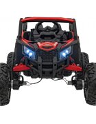 Ramiz Atv electric pentru copii Buggy Defend 106x75x59 cm rosu 140W cu telecomanda 4 x 4 suspensii sunete lumini scaun piele roti din spuma Eva si panou audio
