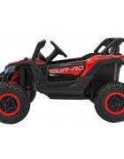 Ramiz Atv electric pentru copii Buggy Defend 106x75x59 cm rosu 140W cu telecomanda 4 x 4 suspensii sunete lumini scaun piele roti din spuma Eva si panou audio