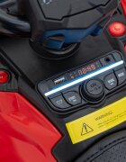Ramiz Atv electric pentru copii Can-Am Outlander Red 4 motoare x 45W baterie 12V14Ah soft start la buton panou audio roti eva scaun piele
