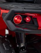 Ramiz Atv electric pentru copii Can-Am Outlander Red 4 motoare x 45W baterie 12V14Ah soft start la buton panou audio roti eva scaun piele