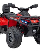 Ramiz Atv electric pentru copii Can-Am Outlander Red 4 motoare x 45W baterie 12V14Ah soft start la buton panou audio roti eva scaun piele