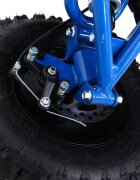 Ramiz Atv electric pentru copii Hiperfect Blue cu motor 1000W baterie de 48V12Ah viteza 35 kmh cadrul din metal armat echipat cu roti pneumatice suspensii faruri LED frontale claxon integrat pornire cu cheie