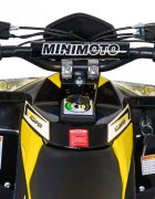 Ramiz Atv electric pentru copii Hiperfect Yellow cu motor 1000W baterie de 48V12Ah viteza 35 kmh cadrul din metal armat echipat cu roti pneumatice suspensii faruri LED frontale claxon integrat pornire cu cheie