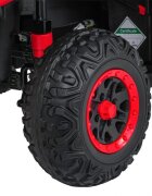 Ramiz Atv electric pentru copii Robust Red 4 motoare de 35W baterie de 12V7Ah telecomanda 2.4G cu 3 viteze roti spuma EVA scaun piele ecologica port USB MP3 radio FM Bluetooth Lumini LED pedala acceleratie