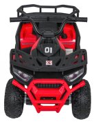 Ramiz Atv electric pentru copii Robust Red 4 motoare de 35W baterie de 12V7Ah telecomanda 2.4G cu 3 viteze roti spuma EVA scaun piele ecologica port USB MP3 radio FM Bluetooth Lumini LED pedala acceleratie