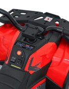 Ramiz Atv electric pentru copii Robust Red 4 motoare de 35W baterie de 12V7Ah telecomanda 2.4G cu 3 viteze roti spuma EVA scaun piele ecologica port USB MP3 radio FM Bluetooth Lumini LED pedala acceleratie
