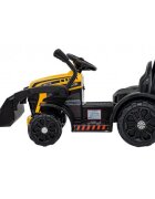 Ramiz Buldozer electric pentru copii 6V cupa mobila 86x40x42 cm galben 25W cu sunete lumini si claxon