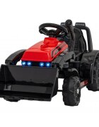 Ramiz Buldozer electric pentru copii 6V cupa mobila 86x40x42 cm rosu 25W cu sunete lumini si claxon