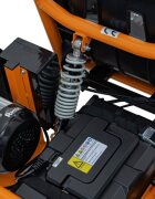 Ramiz Kart electric pentru copii Maighty Orange cu motor 1000W baterie 48V12Ah viteza maxima 30 kmh cu 3 moduri de viteza accesate la cheie frane hidraulice pe disc anvelope gonflabile cu suspensii si scaun reglabil