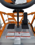 Ramiz Kart electric pentru copii Maighty Orange cu motor 1000W baterie 48V12Ah viteza maxima 30 kmh cu 3 moduri de viteza accesate la cheie frane hidraulice pe disc anvelope gonflabile cu suspensii si scaun reglabil