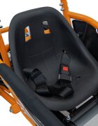 Ramiz Kart electric pentru copii Maighty Orange cu motor 1000W baterie 48V12Ah viteza maxima 30 kmh cu 3 moduri de viteza accesate la cheie frane hidraulice pe disc anvelope gonflabile cu suspensii si scaun reglabil
