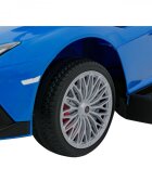 Ramiz Masinuta copii de impins Lamborghini Aventador Blue cu maner parental detasabil sunete si lumini LED roti din cauciuc suport pentru picioare bara de protectie greutate maxima admisa 30 kg