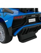 Ramiz Masinuta copii de impins Lamborghini Aventador Blue cu maner parental detasabil sunete si lumini LED roti din cauciuc suport pentru picioare bara de protectie greutate maxima admisa 30 kg