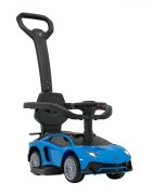 Ramiz Masinuta copii de impins Lamborghini Aventador Blue cu maner parental detasabil sunete si lumini LED roti din cauciuc suport pentru picioare bara de protectie greutate maxima admisa 30 kg