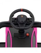 Ramiz Masinuta copii de impins Lamborghini Aventador Blue Pink cu maner parental detasabil sunete si lumini LED roti din cauciuc suport pentru picioare bara de protectie greutate maxima admisa 30 kg