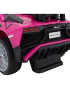 Ramiz Masinuta copii de impins Lamborghini Aventador Blue Pink cu maner parental detasabil sunete si lumini LED roti din cauciuc suport pentru picioare bara de protectie greutate maxima admisa 30 kg