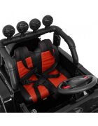 Ramiz Masinuta electrica pentru copii Brd-7588 negru 140W cu telecomanda suspensii lumini panou audio claxon scaun piele si roti Eva