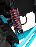Ramiz Masinuta electrica pentru copii Buggy Faster Blue motor 2 x 150W baterie 24V10Ah telecomanda 2.4 GHz 3 viteze panou audio integrat amortizoare