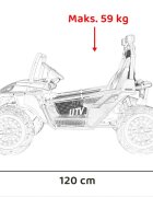 Ramiz Masinuta electrica pentru copii Buggy Faster Blue motor 2 x 150W baterie 24V10Ah telecomanda 2.4 GHz 3 viteze panou audio integrat amortizoare