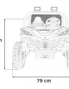 Ramiz Masinuta electrica pentru copii Buggy Faster Blue motor 2 x 150W baterie 24V10Ah telecomanda 2.4 GHz 3 viteze panou audio integrat amortizoare