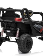 Ramiz Masinuta electrica pentru copii Buggy Madman UTV-MX Black 4 motoare 35W baterie 12V10Ah telecomanda 2.4 GHz roti spuma EVA 24x10 cm sarcina maxima 30 kg scaun piele ecologica deschidere usi MP3 USB Bluetooth