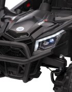 Ramiz Masinuta electrica pentru copii Buggy Madman UTV-MX Black 4 motoare 35W baterie 12V10Ah telecomanda 2.4 GHz roti spuma EVA 24x10 cm sarcina maxima 30 kg scaun piele ecologica deschidere usi MP3 USB Bluetooth