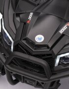 Ramiz Masinuta electrica pentru copii Buggy Madman UTV-MX Black 4 motoare 35W baterie 12V10Ah telecomanda 2.4 GHz roti spuma EVA 24x10 cm sarcina maxima 30 kg scaun piele ecologica deschidere usi MP3 USB Bluetooth