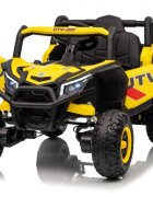 Ramiz Masinuta electrica pentru copii Buggy Madman UTV-MX Yellow 4 motoare 35W baterie 12V10Ah telecomanda 2.4 GHz roti spuma EVA 24x10 cm sarcina maxima 30 kg scaun piele ecologica deschidere usi MP3 USB Bluetooth