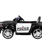 Ramiz Masinuta electrica pentru copii T Sport Police Negru 70W cu telecomanda suspensii roi Eva scaun piele sunete si lumini