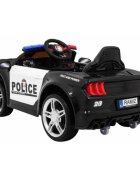 Ramiz Masinuta electrica pentru copii T Sport Police Negru 70W cu telecomanda suspensii roi Eva scaun piele sunete si lumini