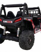 Ramiz Masinuta electrica pentru copii UTV cu 2 motoare de 200W baterie 24V7Ah telecomanda de 2.4 GHz cu 3 viteze suspensii roti EVA scaun dublu din piele ecologica deschidere usi Lumini LED panou audio USB