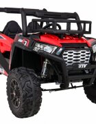 Ramiz Masinuta electrica pentru copii UTV cu 2 motoare de 200W baterie 24V7Ah telecomanda de 2.4 GHz cu 3 viteze suspensii roti EVA scaun dublu din piele ecologica deschidere usi Lumini LED panou audio USB